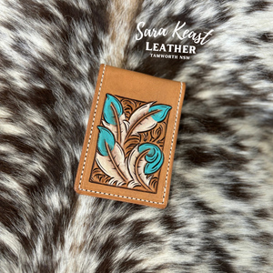 Mini Flip Card Wallet- Feathers